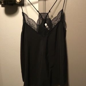 Lace trim, racer back tank